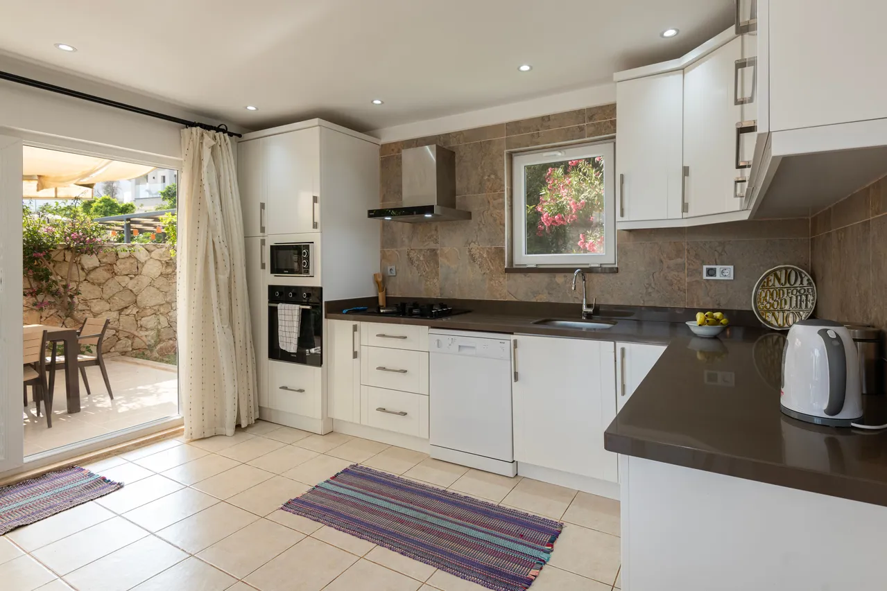 Recently renovated kitchen and open plan dining at Villa Hannah Kalkan